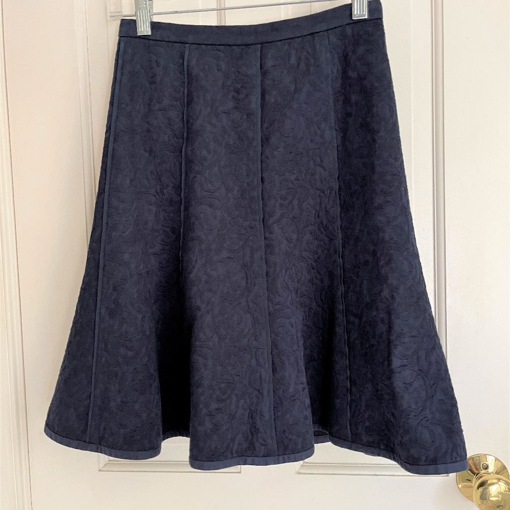 **SOLD** J.CREW Navy Tapestry Embroidery Flare Skirt 00 XXS